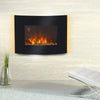 HOMCOM Led Wall Mounted Fireplace Curved Glass Electric Fire Place Fire Place 7 Colour Side Lights Slimline, 900/1800W, 65cm x 52cm