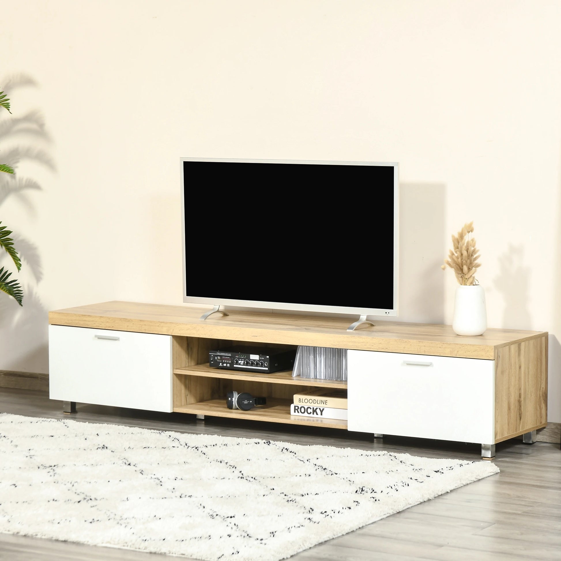 HOMCOM Modern TV unit Cabinet Entertainment Centre for TVs up to 90" w/ Cabinet Shelf for Living room Bedroom