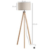 HOMCOM 5FT Elegant Wood Tripod Floor Lamp Free Standing E27 Bulb Lamp Versatile Use For Home Office - Beige