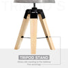 HOMCOM Wooden Tripod Table Lamp for Side, Desk or End Table with E27 Bulb Baseï¼ˆGrey Shadeï¼‰