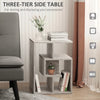 HOMCOM Side Table, 3 Tier End Table with Open Storage Shelves, Living Room Coffee Table Organiser Unit, Cement Colour