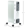 HOMCOM 1500W Oil Filled Radiator, 7 Fin, Portable Electric Heater with 3 Heat Settings, Safety Cut-Off and Wheels, White