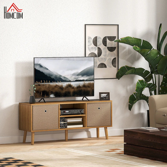 HOMCOM TV Cabinet Stand Unit for TVs up to 50'' with Foldable Drawers, Entertainment Centre for Living Room Brown