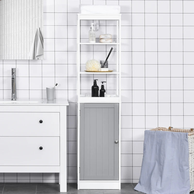 kleankin Tall Bathroom Cabinet Free Standing Slimline Cupboard Tallboy Unit Storage Organiser for Bathroom, Living Room, Kitchen