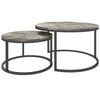 HOMCOM Set of Two Marble-Effect Stacking Tables - Grey/Black