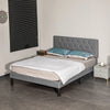 HOMCOM King Size Padded Fabric Headboard Bed Frame - Grey