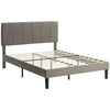 HOMCOM King Velvet-Feel Headboard Bed Frame - Grey