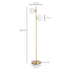 HOMCOM 2 Lights Tree Floor Lamp for Living Room with Globe Lampshade, Standing Lamp for Bedroom, Bulb not Included, Gold Tone