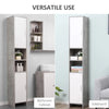 kleankin Free-standing Tall Bathroom Storage Cabinet w/ 2 Cupboards 2 Open Compartments, Slim Bathroom Organizer Adjustable Shelves Elevated Base for Living Room, Grey