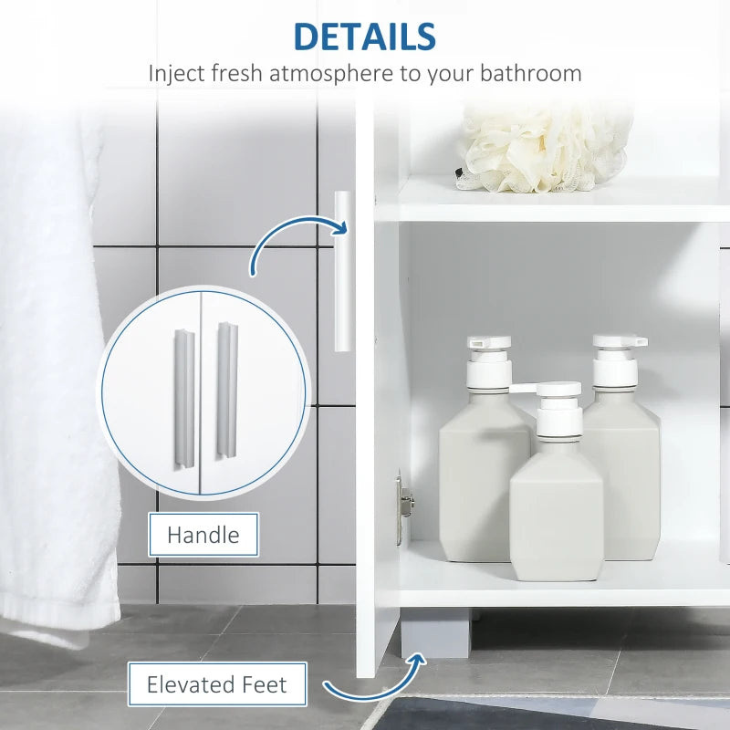 kleankin Pedestal Under Sink Cabinet, Modern Bathroom Vanity Unit, Storage Cupboard with Double Doors, Adjustable Shelf, White