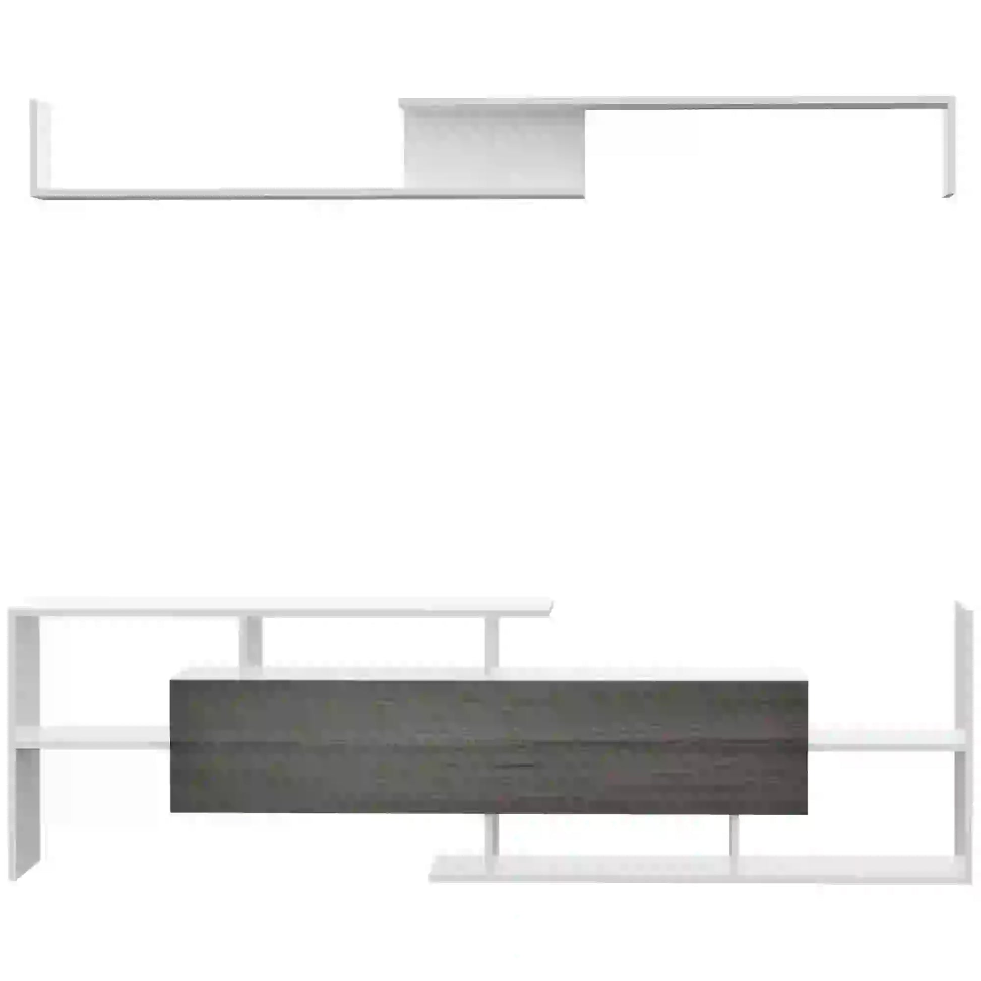 HOMCOM Modern TV Cabinet with Wall Shelf, TV Unit with Storage Shelf and Cabinet, for Wall-Mounted 65" TVs or Standing 40" TVs, White and Grey