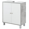 kleankin Under Sink Cabinet, Bathroom Vanity Unit, Pedestal Under Sink Design, Storage Cupboard with Adjustable Shelves, White and Grey