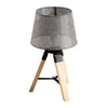 HOMCOM Wooden Tripod Table Lamp for Side, Desk or End Table with E27 Bulb Baseï¼ˆGrey Shadeï¼‰