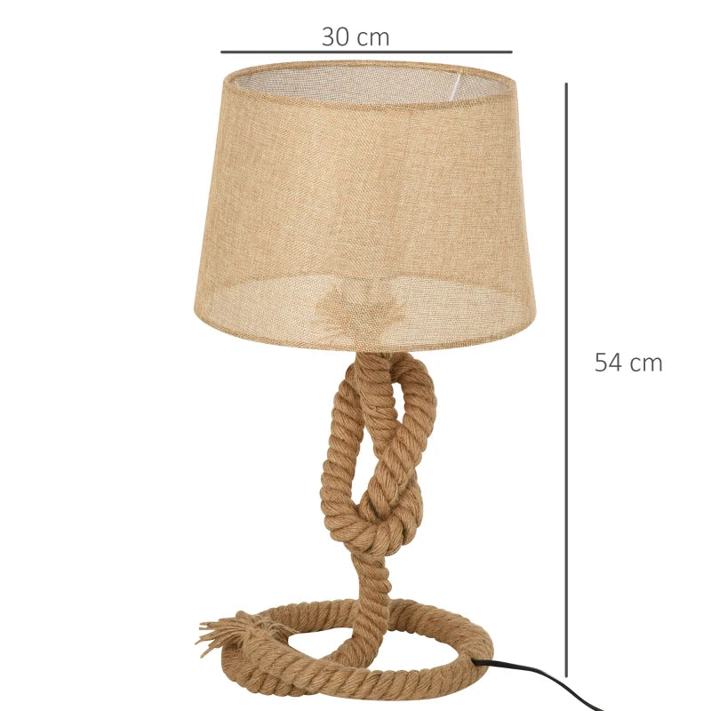 HOMCOM Nautical Style Table Lamp with Fabric Lampshade Metal Frame Power Switch, 54cm Home Desk Lamp Bedroom Living Room Study E27 Base, Beige