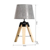 HOMCOM Wooden Tripod Table Lamp for Side, Desk or End Table with E27 Bulb Baseï¼ˆGrey Shadeï¼‰