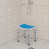 HOMCOM 6-Level Height Adjustable Aluminium Bath Room Stool Chair Shower Non-Slip Design w/ Padded Seat Drainage Holes Foot Pad, Blue