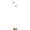 HOMCOM 2 Lights Tree Floor Lamp for Living Room with Globe Lampshade, Standing Lamp for Bedroom, Bulb not Included, Gold Tone