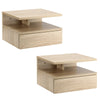 HOMCOM Set of Two Floating Bedside Tables - Oak Tone