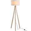 HOMCOM 5FT Elegant Wood Tripod Floor Lamp Free Standing E27 Bulb Lamp Versatile Use For Home Office - Beige