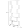 HOMCOM Wooden Wood S Shape Storage Display 6 Shelves Room Divider Unit Chest Bookshelf Bookcase Cupboard Cabinet Home Office Furniture (White)