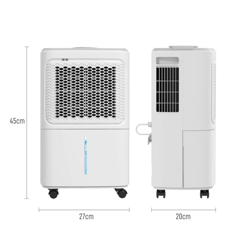 HOMCOM 12L/Day Dehumidifier with Continuous Drainage, 1.6L Water Tank, 24H Timer, Digital Humidity Display, Humidity Light, Dehumidifier for Home Damp, Bedroom, Condensation, Mould, Laundry Drying