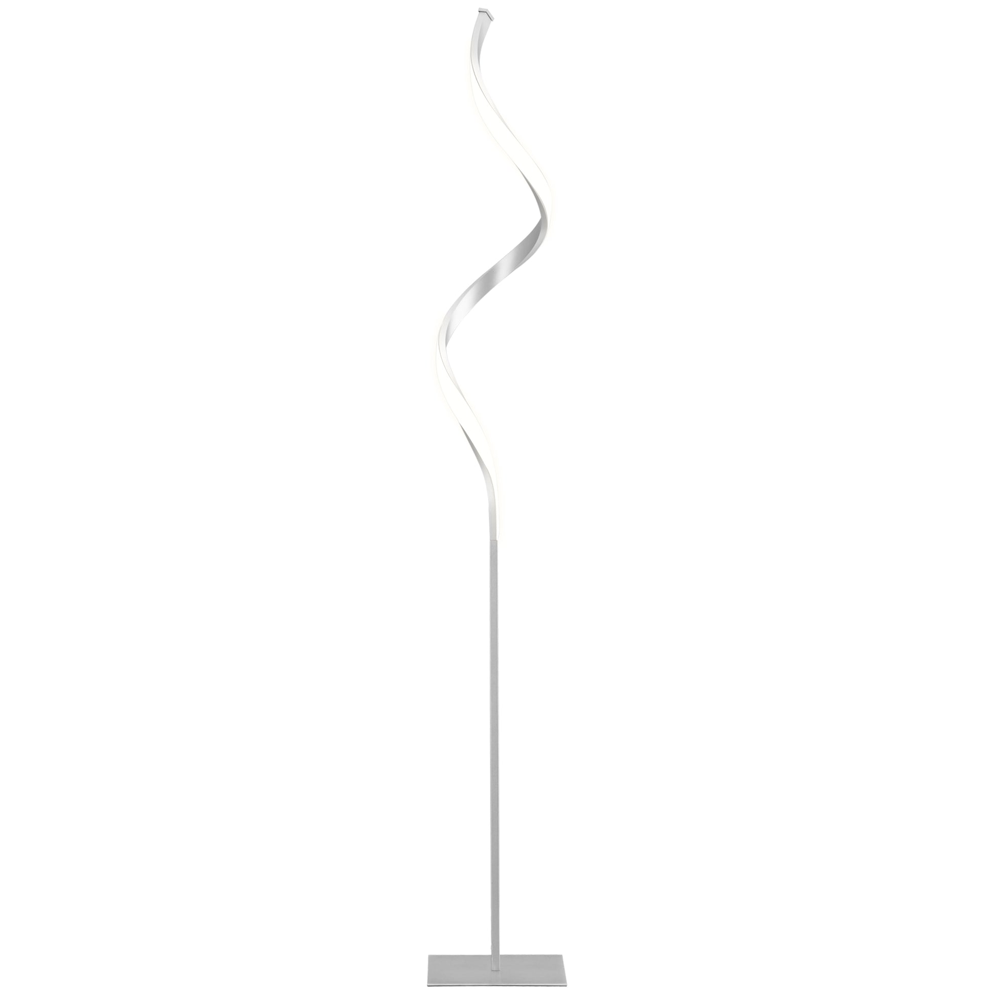 HOMCOM Dimmable Floor Lamp for Living Room, Modern Spiral Standing Lamp with 3 Adjustable Brightness and Square Base, Silver