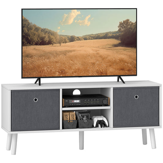 HOMCOM TV Cabinet Stand Unit for TVs up to 50'' with Foldable Drawers, Entertainment Centre for Living Room White