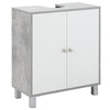 kleankin Under Sink Cabinet, Bathroom Vanity Unit, Pedestal Under Sink Design, Storage Cupboard with Adjustable Shelves, White and Grey