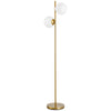 HOMCOM 2 Lights Tree Floor Lamp for Living Room with Globe Lampshade, Standing Lamp for Bedroom, Bulb not Included, Gold Tone