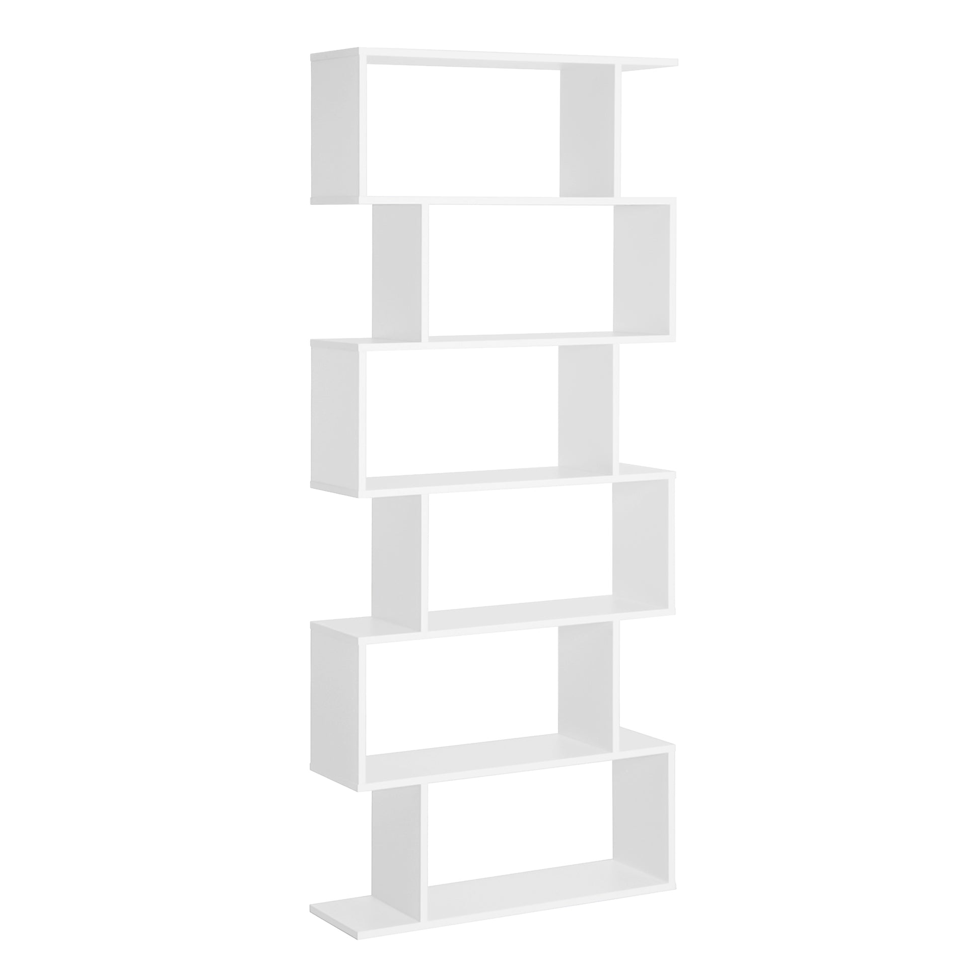 HOMCOM Wooden Wood S Shape Storage Display 6 Shelves Room Divider Unit Chest Bookshelf Bookcase Cupboard Cabinet Home Office Furniture (White)